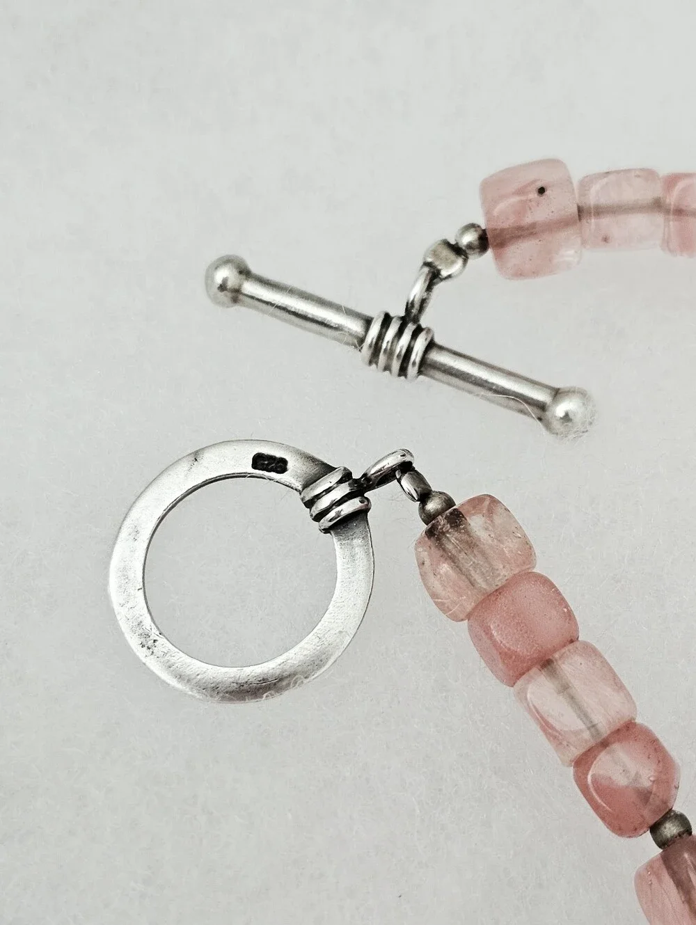 Silpada Sterling Silver Cherry Quartz Chunk Bead Hammered Pendant Necklace N1188